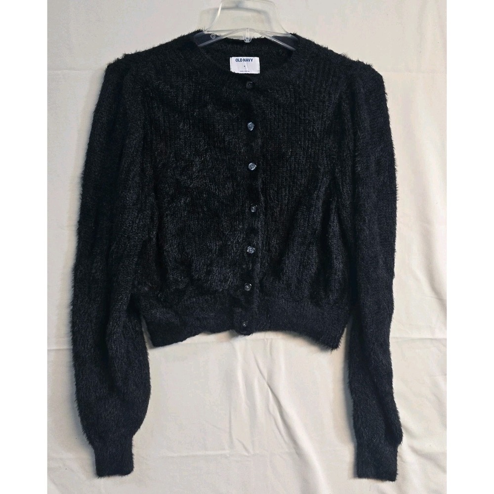 Old Navy  Women's Cropped Eyelash Cardigan Sweater Black M